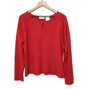 Vintage Kathie Lee Collection Womens Keyhole Neck Sweater Size L Red Long Sleeve